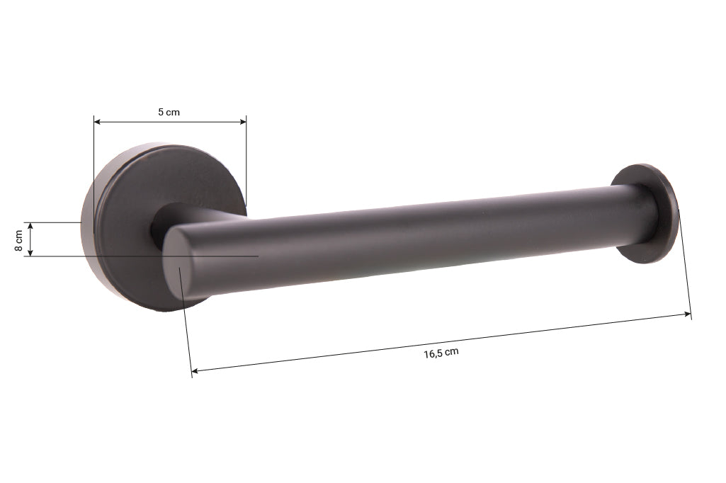 Cofan – Portarrollos Negro Mate | Diseño Redondo | Acero Inoxidable | Kit de Fijación Incluido | 16,5 x 8 x 5 cm