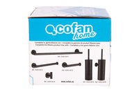 Cofan – Percha Negra Mate | Diseño Redondo | Acero Inoxidable | Kit de Fijación Incluido | 5 x 5 x 6 cm