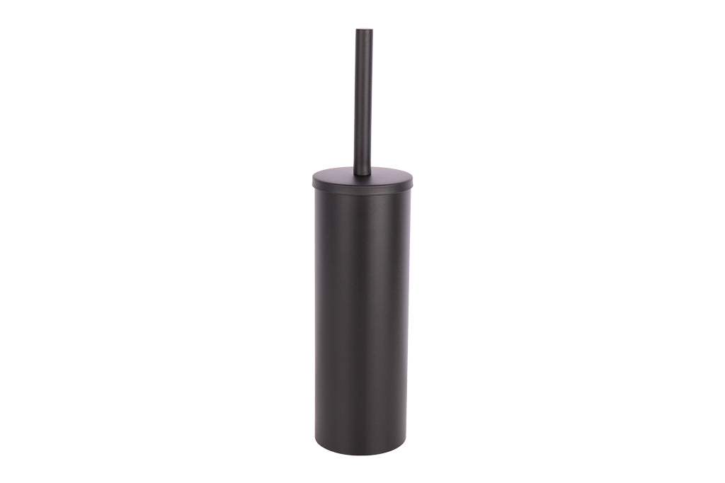 Cofan – Escobillero de Baño Negro Mate | Diseño Redondo | Acero Inoxidable | 9,1 x 9,1 x 39 cm