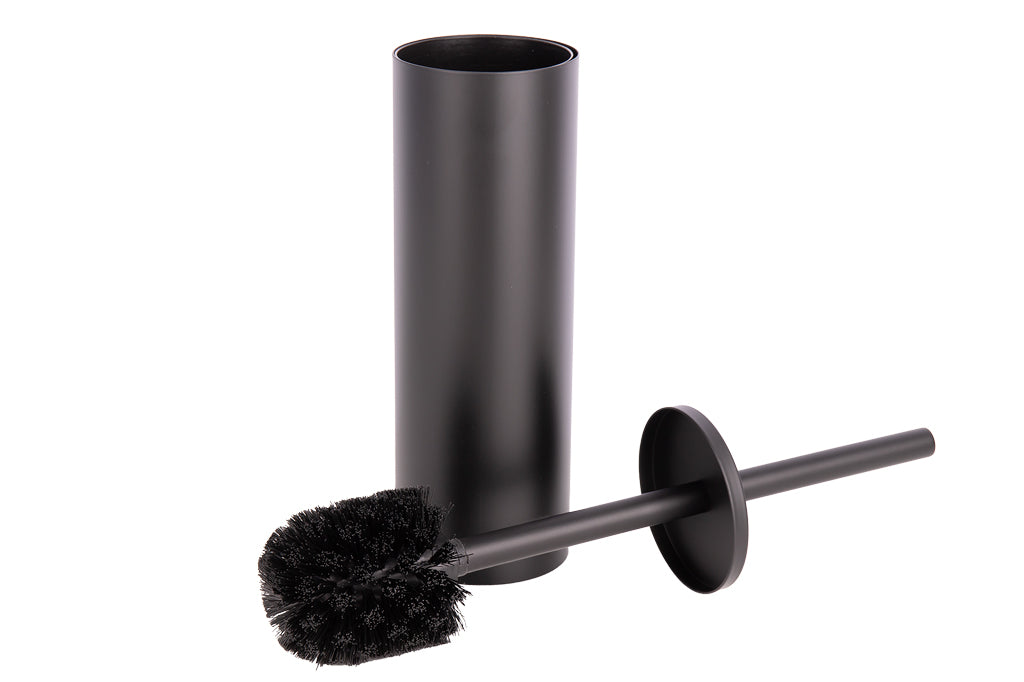 Cofan – Escobillero de Baño Negro Mate | Diseño Redondo | Acero Inoxidable | 9,1 x 9,1 x 39 cm