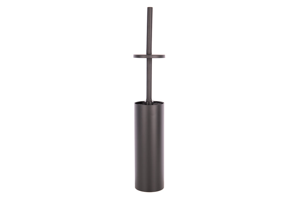 Cofan – Escobillero de Baño Negro Mate | Diseño Redondo | Acero Inoxidable | 9,1 x 9,1 x 39 cm