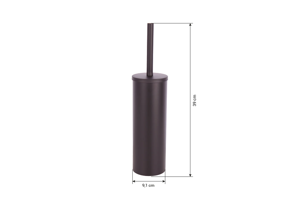 Cofan – Escobillero de Baño Negro Mate | Diseño Redondo | Acero Inoxidable | 9,1 x 9,1 x 39 cm