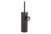 Cofan – Escobillero de Pared Negro Mate Ribeira | Diseño Redondo | Acero Inoxidable | 9,1 x 12,9 x 39 cm