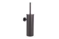 Cofan – Escobillero de Pared Negro Mate Ribeira | Diseño Redondo | Acero Inoxidable | 9,1 x 12,9 x 39 cm