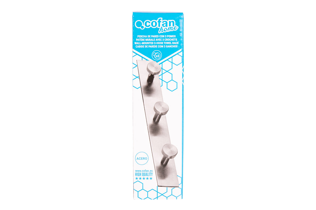 Cofan – Perchero de Pared Acero Inoxidable 304 | Diseño Moderno | Disponible con 3, 4 o 6 Colgadores
