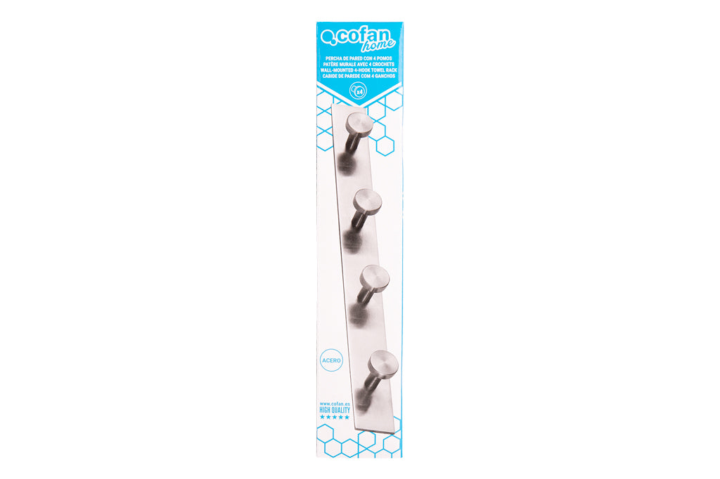 Cofan – Perchero de Pared Acero Inoxidable 304 | Diseño Moderno | Disponible con 3, 4 o 6 Colgadores