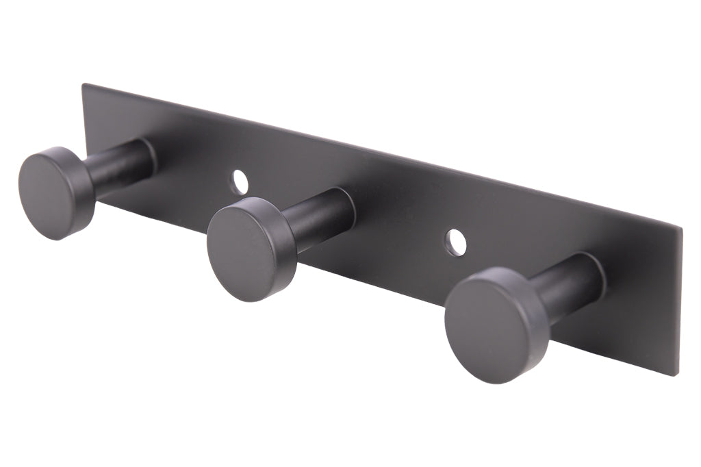 Cofan – Perchero de Pared Negro Mate | Acero Inoxidable | Disponible con 3, 4 o 6 Colgadores