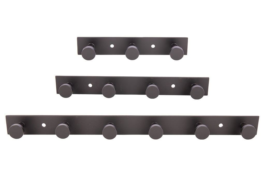 Cofan – Perchero de Pared Negro Mate | Acero Inoxidable | Disponible con 3, 4 o 6 Colgadores
