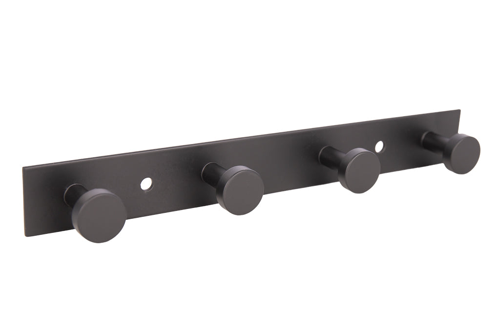 Cofan – Perchero de Pared Negro Mate | Acero Inoxidable | Disponible con 3, 4 o 6 Colgadores