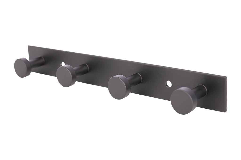 Cofan – Perchero de Pared Negro Mate | Acero Inoxidable | Disponible con 3, 4 o 6 Colgadores