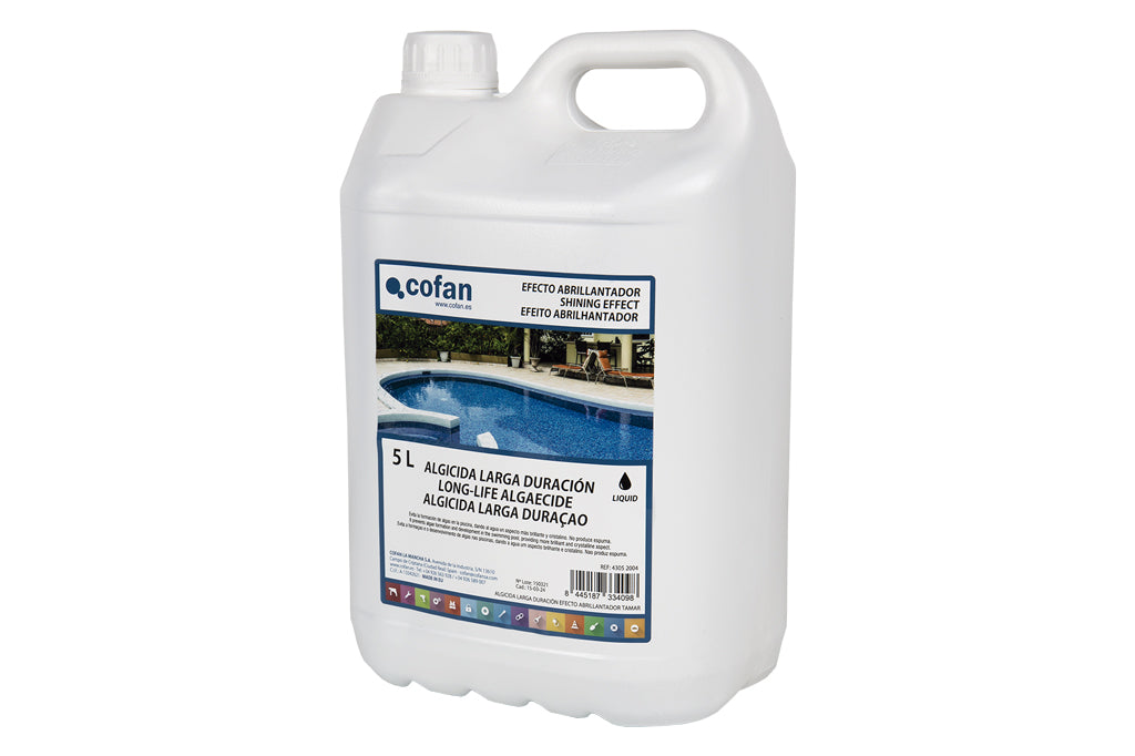 Cofan – Algicida Piscina Larga Duración | Con Efecto Abrillantador | 5 Litros | Sin Espuma