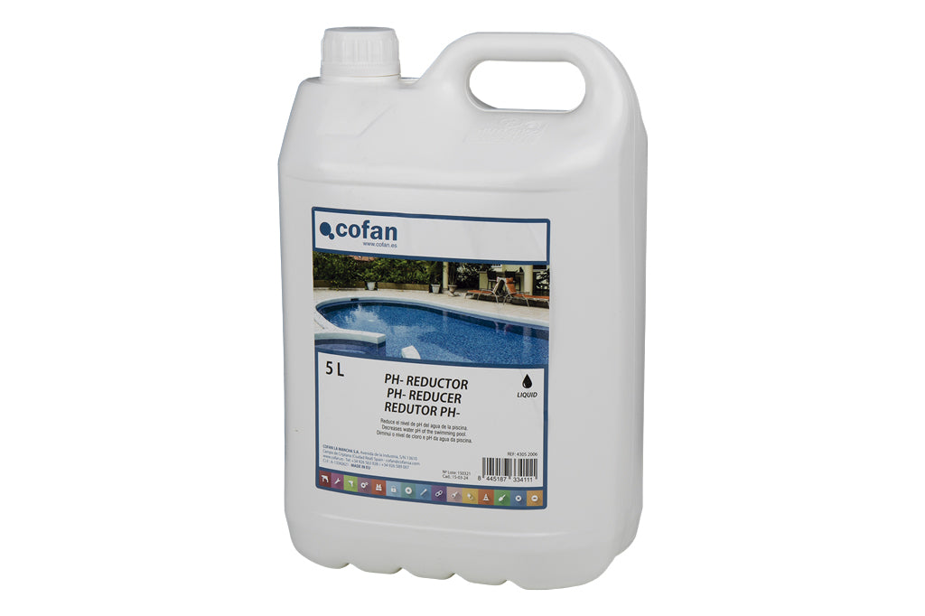 Cofan – Reductor de pH Líquido para Piscinas | Controla el equilibrio del agua | Envase de 5 Litros
