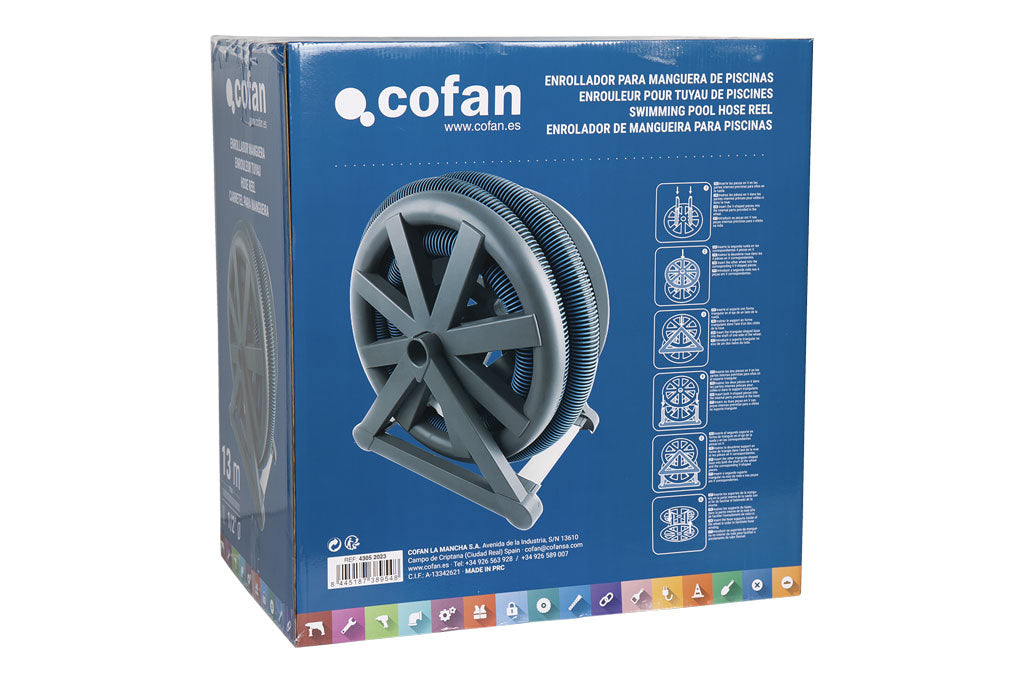 Cofan – Enrollador de Manguera para Piscinas | Manguera Flotante 13 m | Ø38 mm | Portátil y Resistente