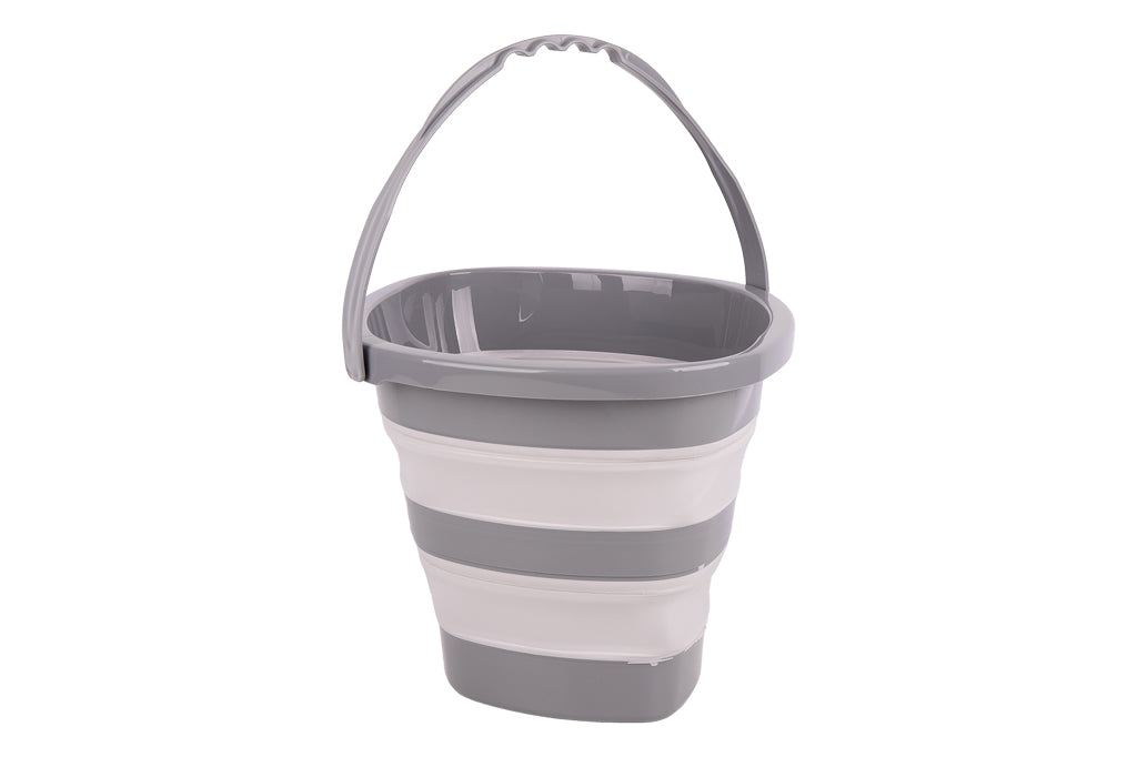 Cofan – Cubo Plegable con Asa 11 Litros | Gris y Blanco | Ahorro de Espacio