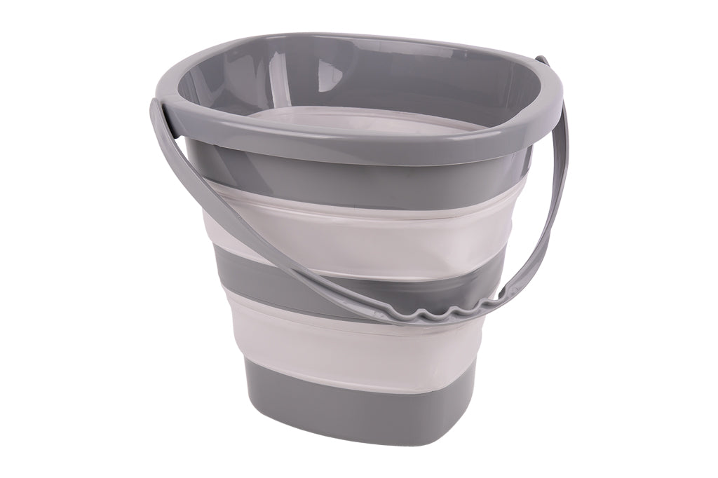 Cofan – Cubo Plegable con Asa 11 Litros | Gris y Blanco | Ahorro de Espacio