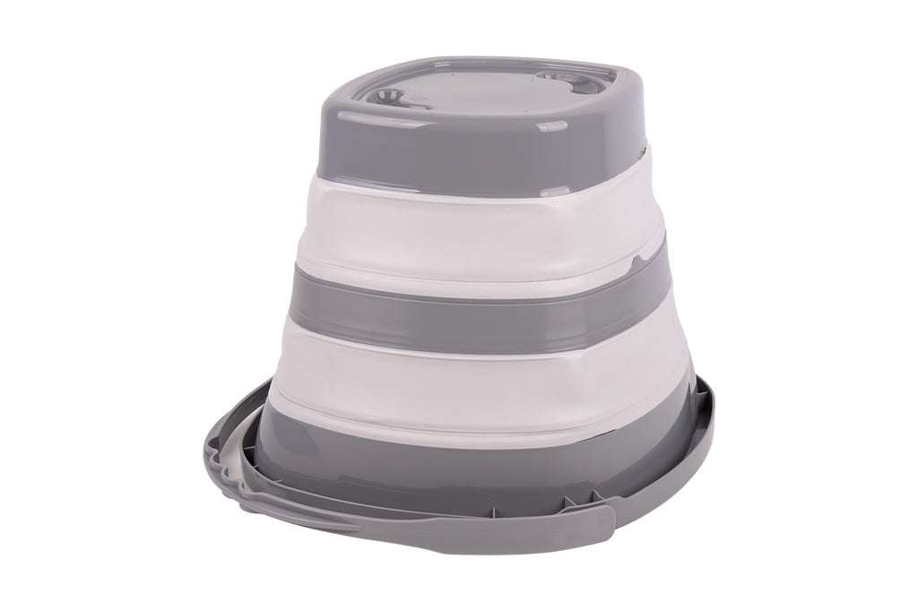 Cofan – Cubo Plegable con Asa 11 Litros | Gris y Blanco | Ahorro de Espacio