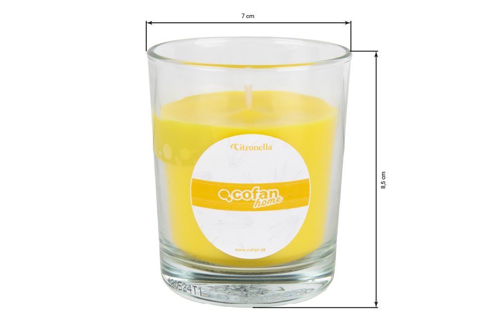 Cofan – Vela Citronela en Vaso de Vidrio | 28 h de duración | Pack 1 o Pack 6