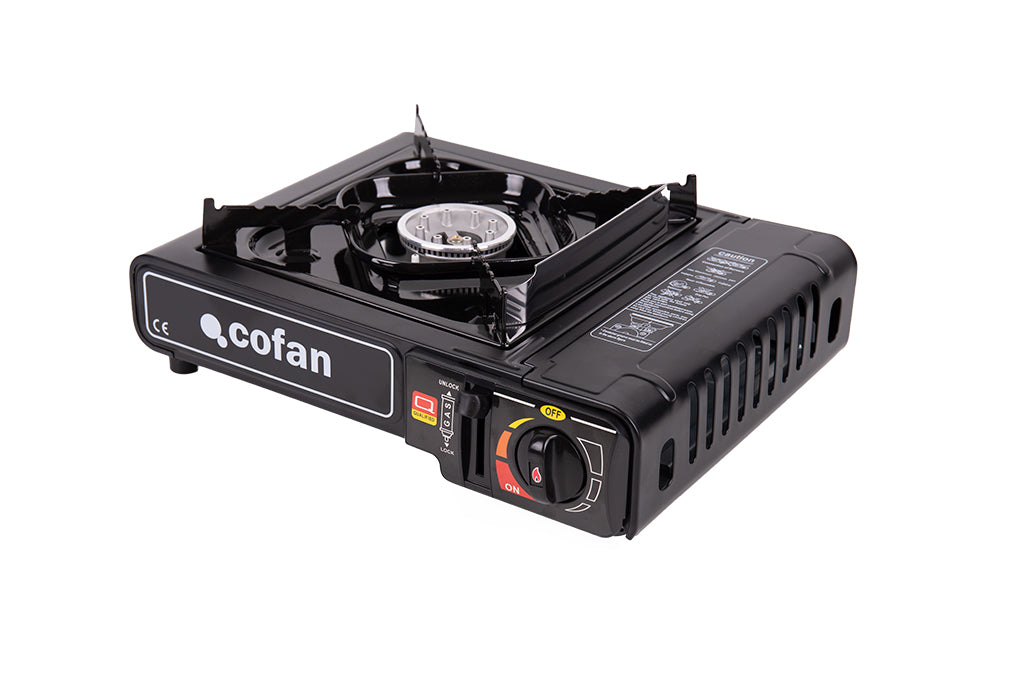 Cofan – Hornillo de Gas Portátil | Encendido Piezoeléctrico | Boquilla Universal | Ideal para Camping y Excursiones