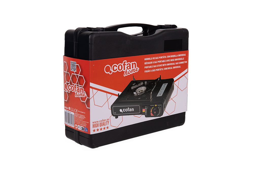 Cofan – Hornillo de Gas Portátil | Encendido Piezoeléctrico | Boquilla Universal | Ideal para Camping y Excursiones