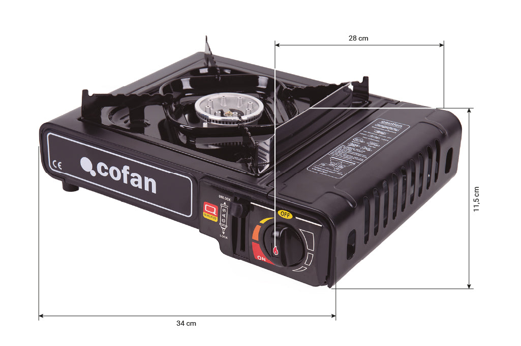 Cofan – Hornillo de Gas Portátil | Encendido Piezoeléctrico | Boquilla Universal | Ideal para Camping y Excursiones