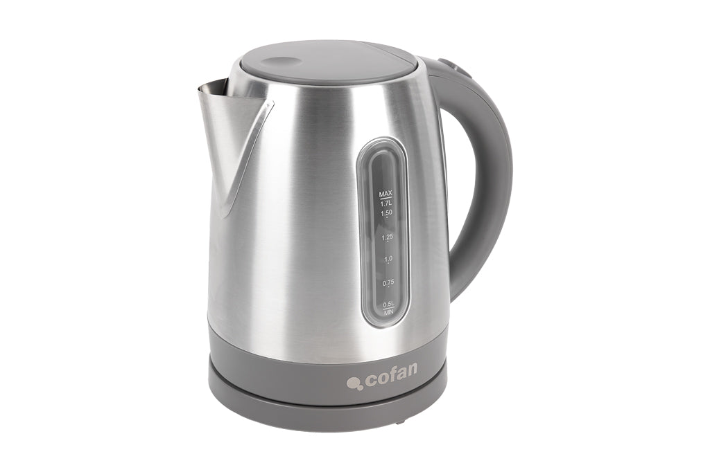 Cofan – Hervidor Eléctrico 1,7 L 2200 W | Base 360° Inalámbrica | Acero Inoxidable | Controlador Strix