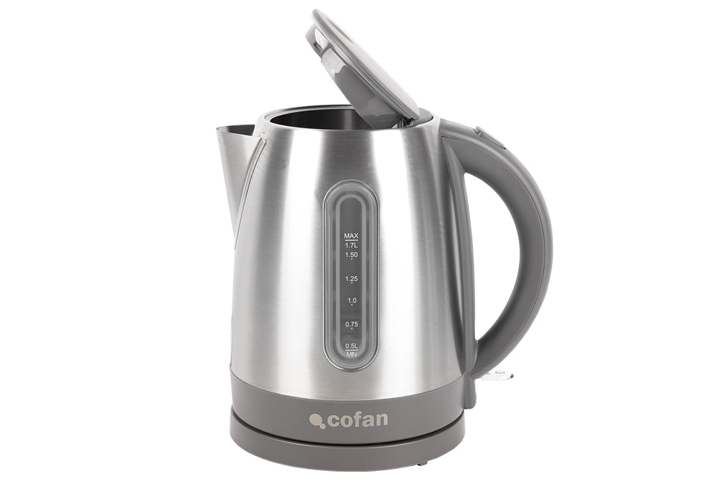 Cofan – Hervidor Eléctrico 1,7 L 2200 W | Base 360° Inalámbrica | Acero Inoxidable | Controlador Strix