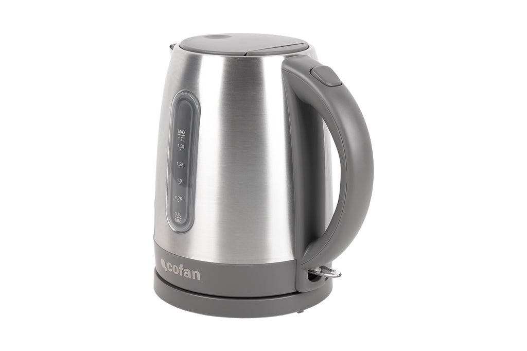 Cofan – Hervidor Eléctrico 1,7 L 2200 W | Base 360° Inalámbrica | Acero Inoxidable | Controlador Strix