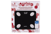 Cofan – Báscula de Baño Digital Inteligente con Bluetooth | Análisis Corporal 12 Datos | Carga USB | Hasta 180 kg