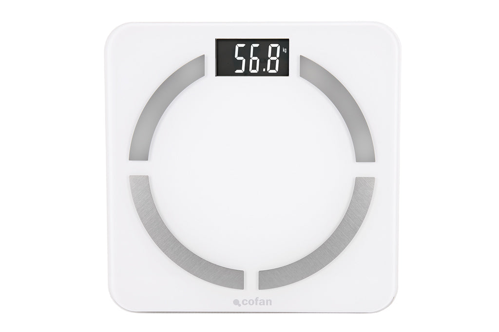 Cofan – Báscula de Baño Digital Inteligente con Bluetooth | Análisis Corporal 12 Datos | Hasta 180 kg | Pilas Incluidas