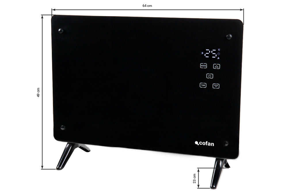 Cofan – Convector Radiante de Panel de Vidrio 1500 W | App Tuya/Smart Life + Mando | Control por Voz | Temporizador 24 h