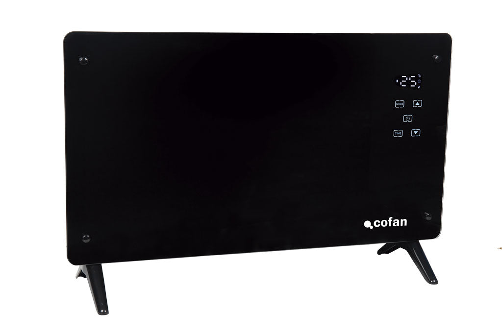 Cofan – Convector Radiante Panel de Vidrio 2000 W | 2 Modos 1500/2000 W | App Tuya/Smart Life + Mando | Control por Voz | Temporizador 24 h