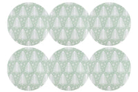 Cofan – Bajoplatos Redondos de Navidad Ø38 cm | Pack 6 Salvamanteles Verde con Árboles