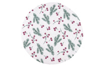 Cofan – Bajoplatos Redondos de Navidad Ø38 cm | Pack 6 Salvamanteles Ramas Verdes y Bayas Rojas