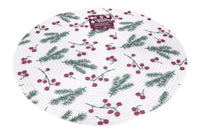 Cofan – Bajoplatos Redondos de Navidad Ø38 cm | Pack 6 Salvamanteles Ramas Verdes y Bayas Rojas