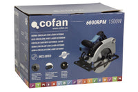 Cofan – Sierra Circular Ø185 mm con Guía Láser | 1500W y 5800 rpm | Corte a 90°/45° | Alta Precisión y Seguridad