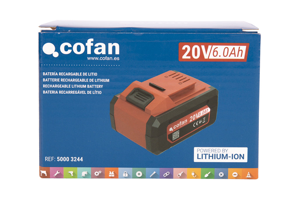 Cofan – Batería Li-Ion 20 V 6.0 Ah | Sistema 1 for All | Alta Autonomía con Indicador LED