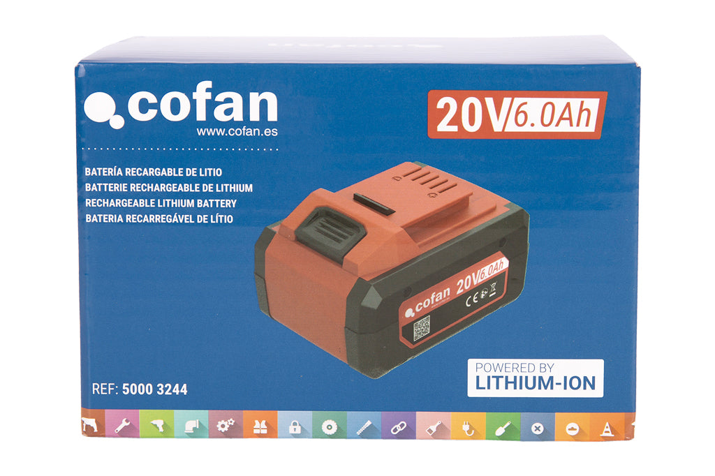 Cofan – Batería Li-Ion 20 V 6.0 Ah | Sistema 1 for All | Alta Autonomía con Indicador LED