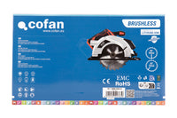 Cofan – Sierra Circular a Batería 20 V Brushless | Disco Ø185 mm | 3.650 rpm | Corte 50 mm | Con o Sin Batería y Cargador