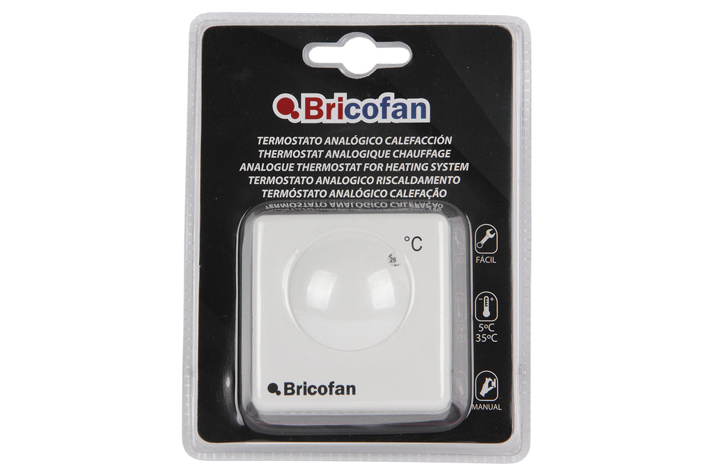 Cofan – Termostato Analógico para Calefacción | Regulación Manual 5–35 °C | 100 x 80 x 40 mm
