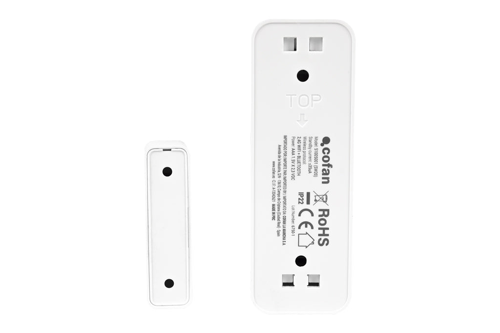 Cofan – Sensor Inteligente para Puertas y Ventanas | WiFi y Bluetooth | Compatible con Alexa y Google | Protección Antirrobo