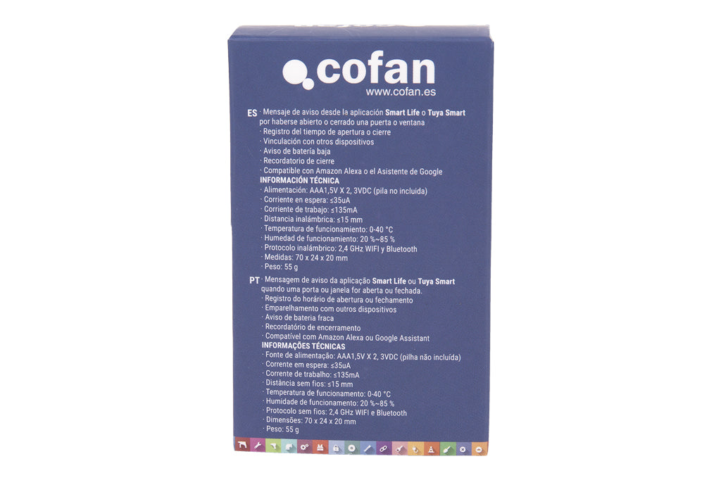 Cofan – Sensor Inteligente para Puertas y Ventanas | WiFi y Bluetooth | Compatible con Alexa y Google | Protección Antirrobo