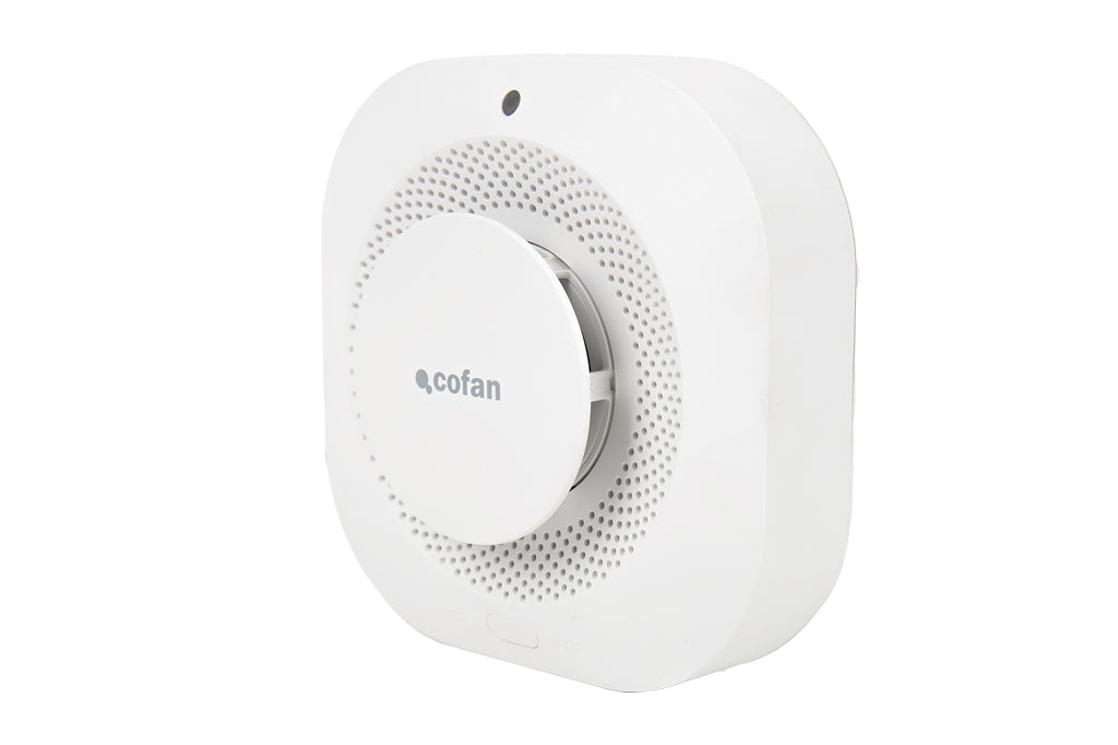Cofan – Detector de Humo Inteligente | WiFi + Bluetooth | Compatible con Alexa y Google | Alarma 80 dB | App Smart Life