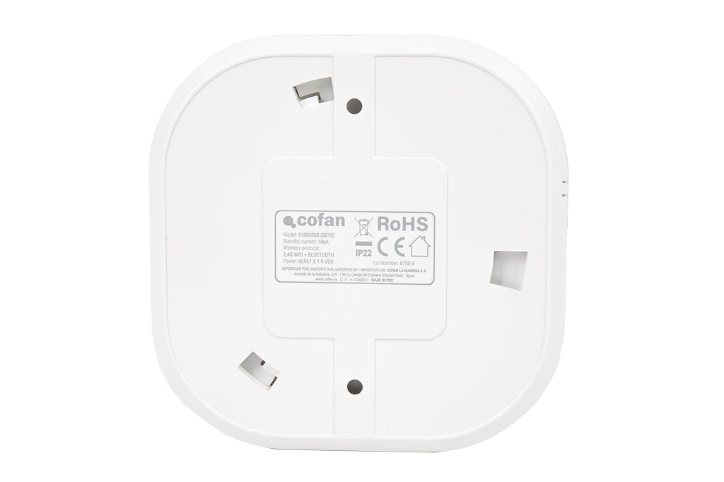 Cofan – Detector de Humo Inteligente | WiFi + Bluetooth | Compatible con Alexa y Google | Alarma 80 dB | App Smart Life