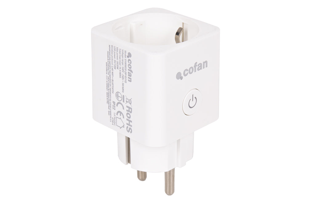 Cofan – Enchufe Inteligente WiFi + Bluetooth | Control Remoto desde App | Compatible con Alexa y Google | Temporizador y Protección Infantil