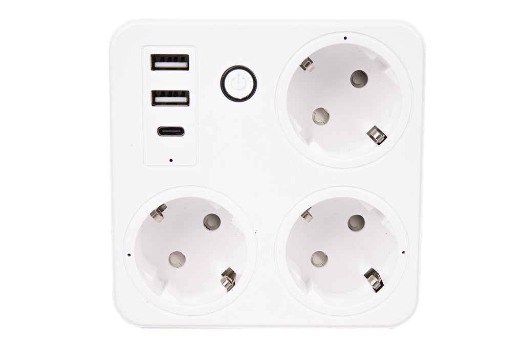 Cofan – Regleta Inteligente WiFi con 3 Tomas + 2 Puertos USB + 1 USB-C | Control Remoto | Compatible con Alexa y Google | App Smart Life o Tuya