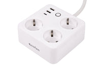 Cofan – Regleta Inteligente WiFi con 3 Tomas + 2 Puertos USB + 1 USB-C | Control Remoto | Compatible con Alexa y Google | App Smart Life o Tuya