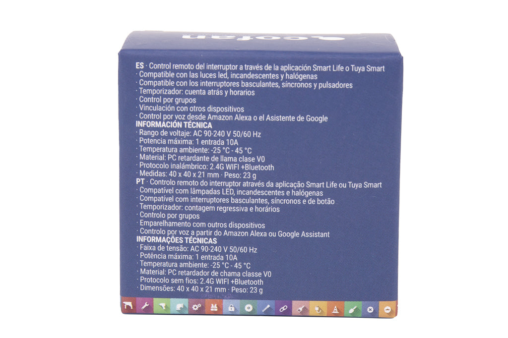 Cofan – Relé Inteligente WiFi 1 Interruptor | Para Luces hasta 10 A | Control por App Smart Life o Tuya | Compatible con Alexa y Google