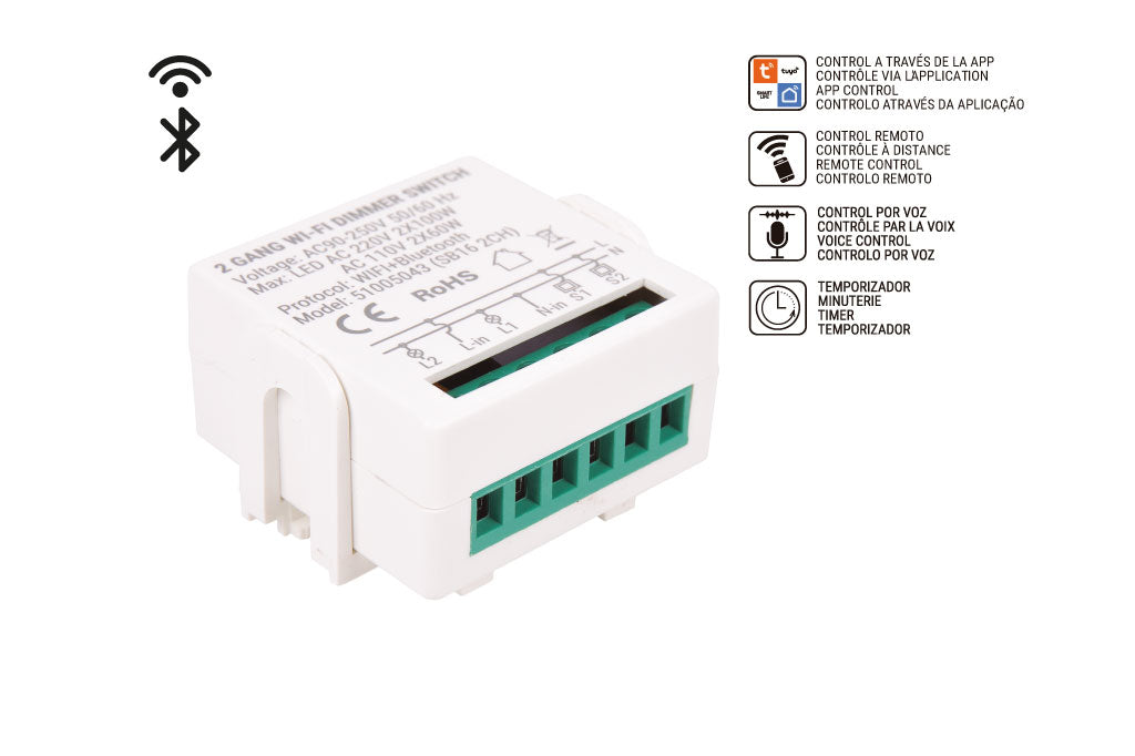 Cofan – Relé Regulador WiFi Inteligente | Control de Intensidad de Luz | Compatible con Alexa, Google y App Tuya/Smart Life