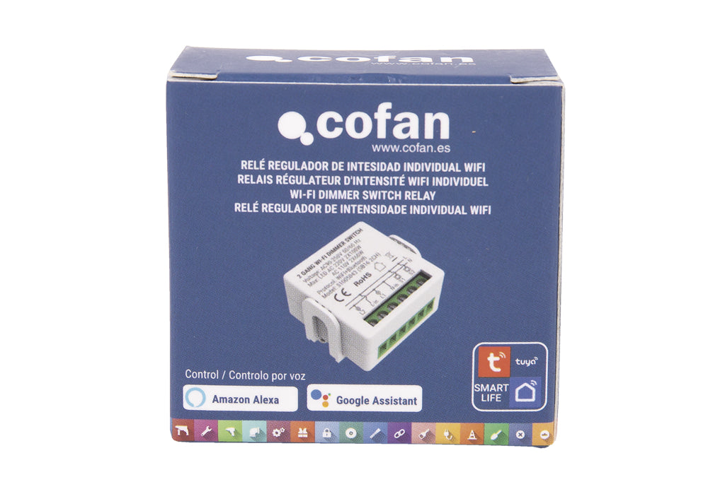 Cofan – Relé Regulador WiFi Inteligente | Control de Intensidad de Luz | Compatible con Alexa, Google y App Tuya/Smart Life