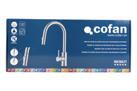 Cofan – Grifo de Cocina Extensible 2 Funciones | Giro 360° | Acero Inox 304 Cepillado | Cartucho Cerámico Ø35 mm